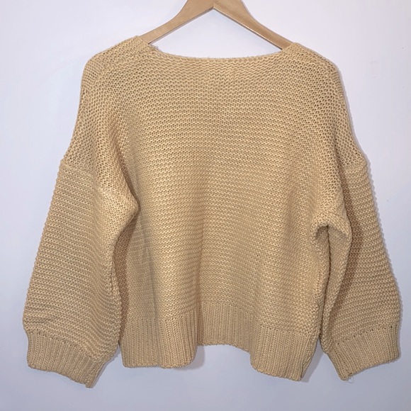 (A4) NEW SHEIN Camel Chunky Cable Knit Open Front Cardigan, Size Small, NWOT - Picture 7 of 10